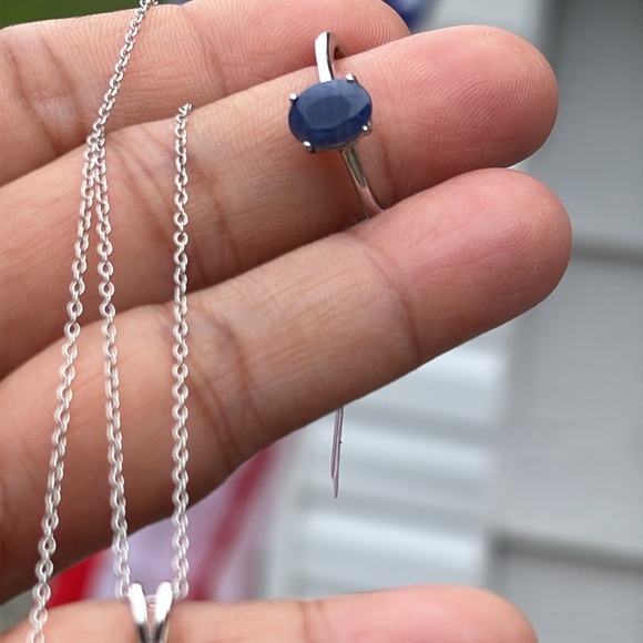 Dainty Natural Blue Sapphires in Sterling Silver Ring & Necklace ✨SOLD✨ - Picture 8 of 8